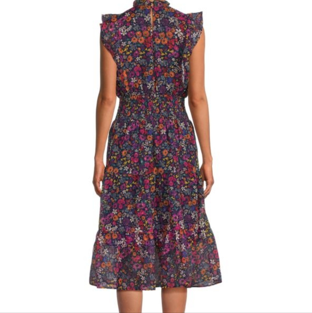 Saks Fifth Avenue Floral Flutter Sleeve Midi Dress, Size Medium, NWT - Picture 2 of 9